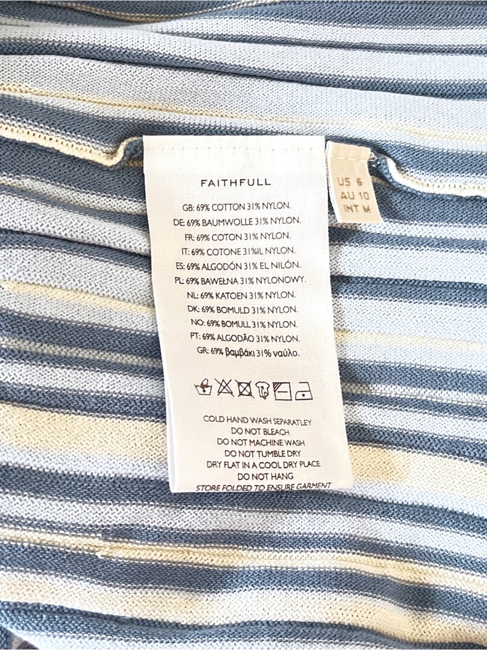 Faithfull the Brand Xyla Maxi Dress Size 6 Blue Combo - Picture 11 of 12